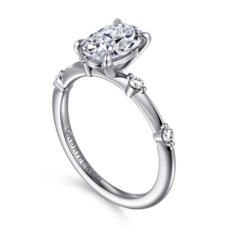 Frances - 14K White Gold Oval Diamond Engagement Ring - 0.12 ct - Shot 3