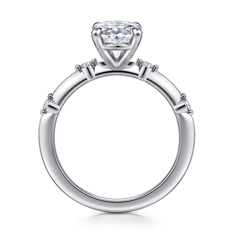 Frances - 14K White Gold Oval Diamond Engagement Ring - 0.12 ct - Shot 2