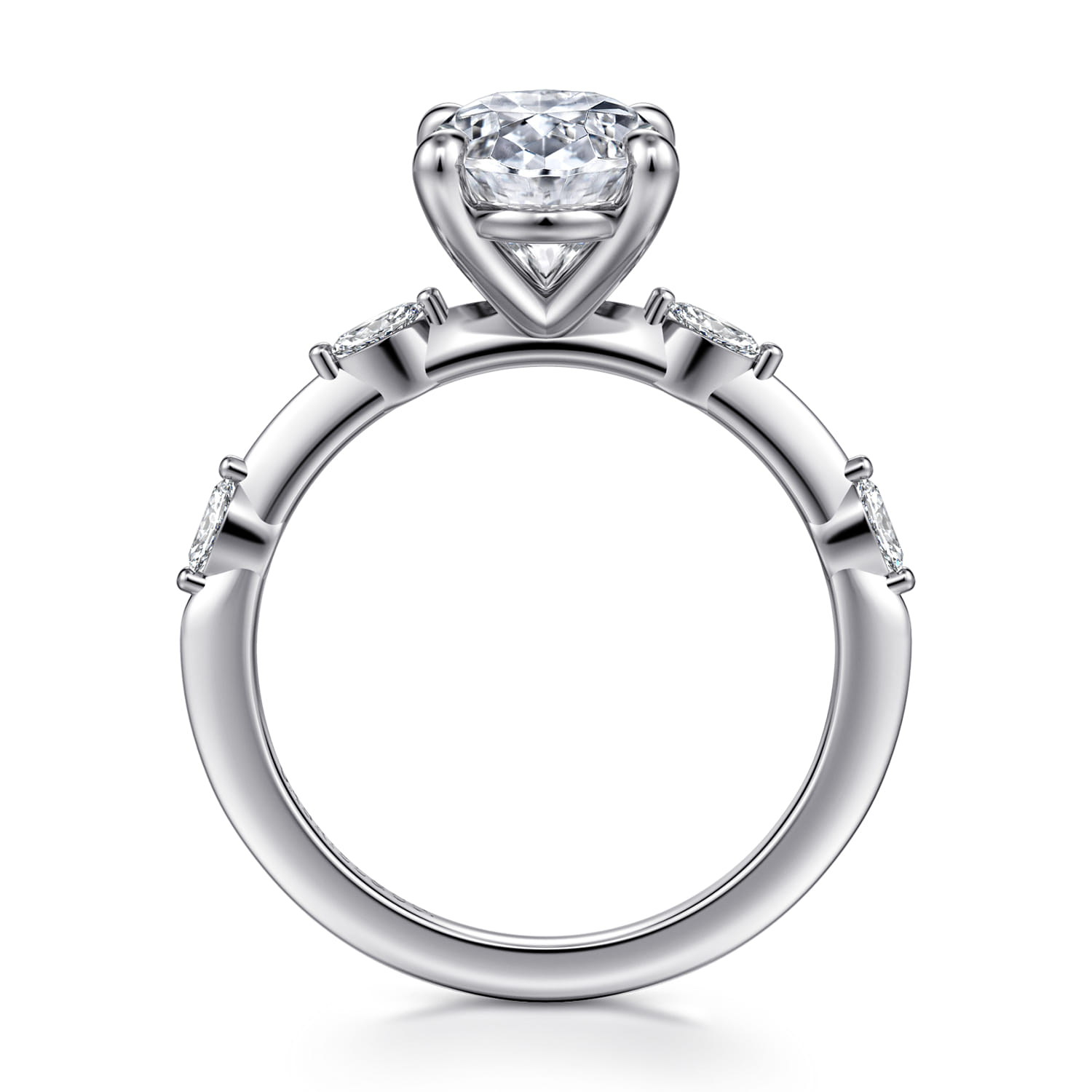 Marline - 14K White Gold Oval Diamond Engagement Ring - 0.17 ct - Shot 2