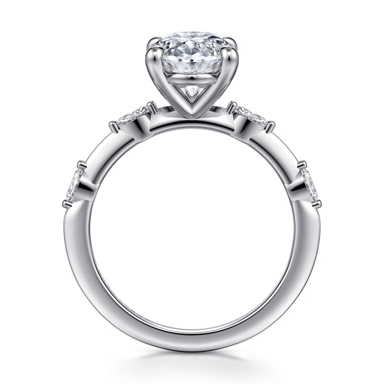 Marline - 14K White Gold Oval Diamond Engagement Ring - 0.17 ct - Shot 2