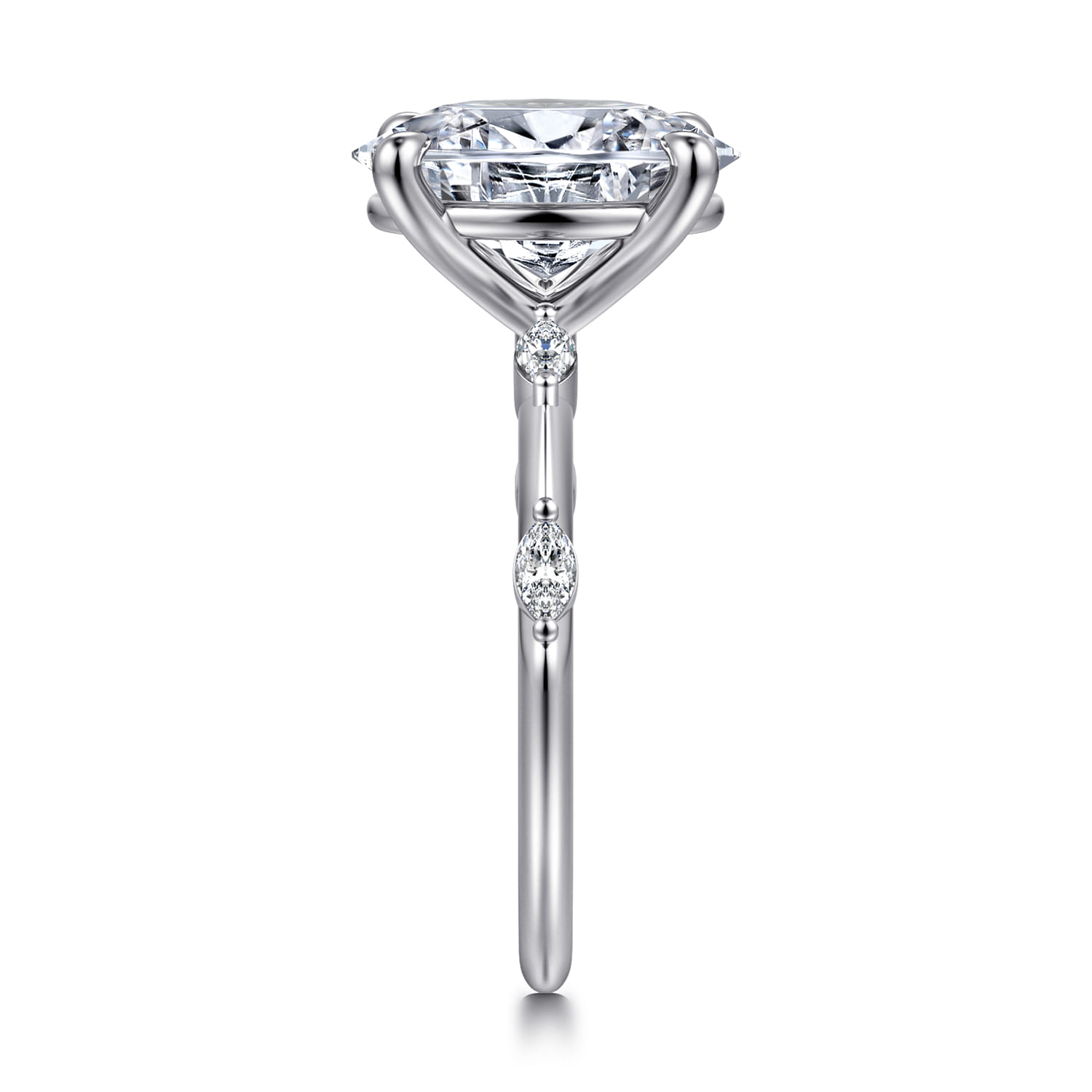Marline - 14K White Gold Oval Diamond Engagement Ring - 0.17 ct - Shot 4