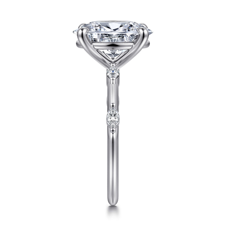 Marline - 14K White Gold Oval Diamond Engagement Ring - 0.17 ct - Shot 4
