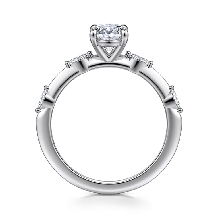 Marline - 14K White Gold Oval Diamond Engagement Ring - 0.12 ct - Shot 2