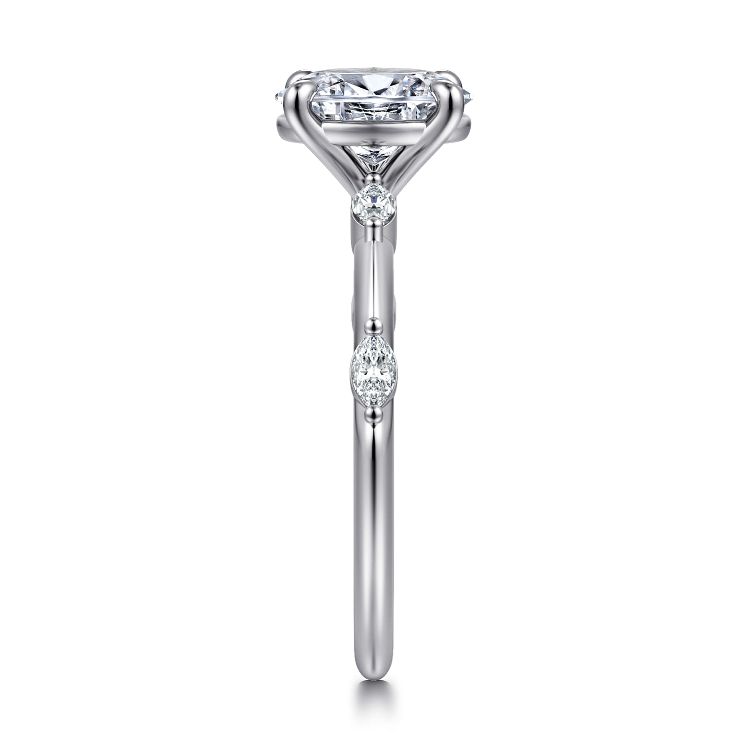 Marline - 14K White Gold Oval Diamond Engagement Ring - 0.12 ct - Shot 4