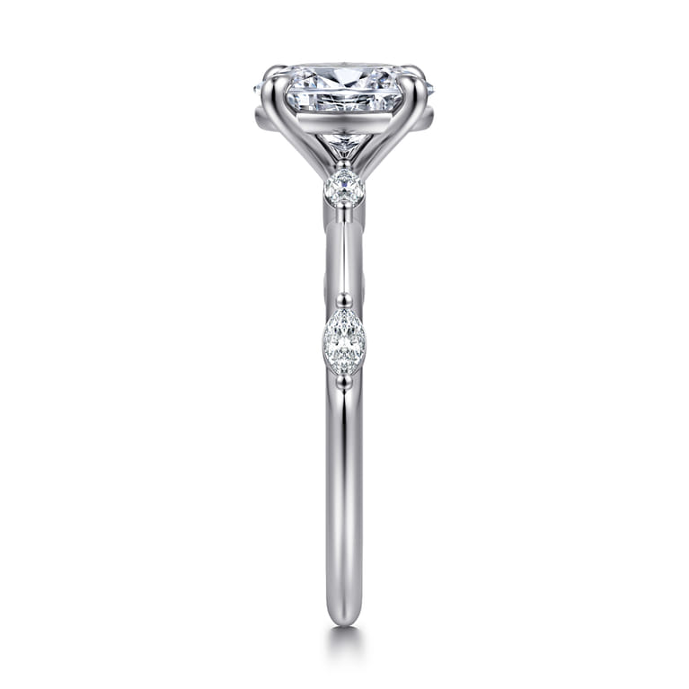 Marline - 14K White Gold Oval Diamond Engagement Ring - 0.12 ct - Shot 4