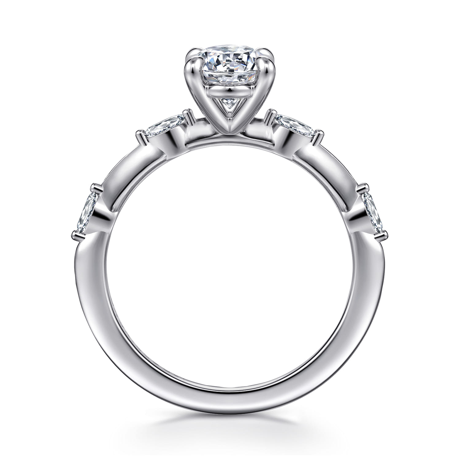 Marline - 14K White Gold Oval Diamond Engagement Ring - 0.17 ct - Shot 2