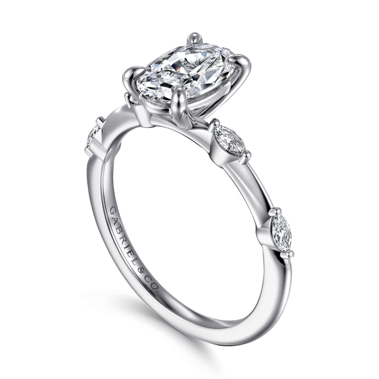 Marline - 14K White Gold Oval Diamond Engagement Ring - 0.17 ct - Shot 3