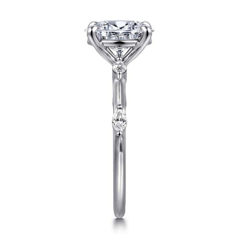Marline - 14K White Gold Oval Diamond Engagement Ring - 0.17 ct - Shot 4