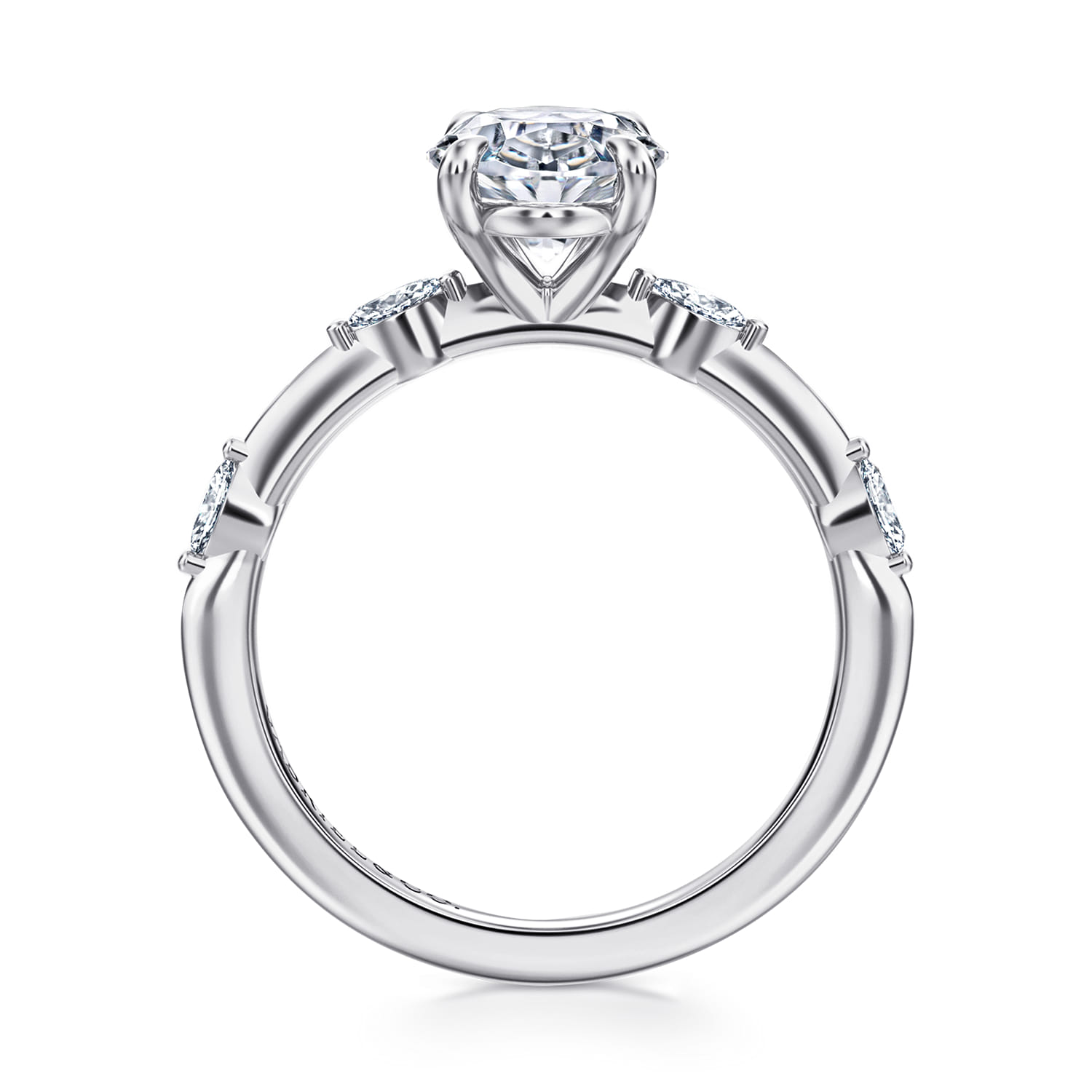 Marline - 14K White Gold Oval Diamond Engagement Ring - 0.17 ct - Shot 2