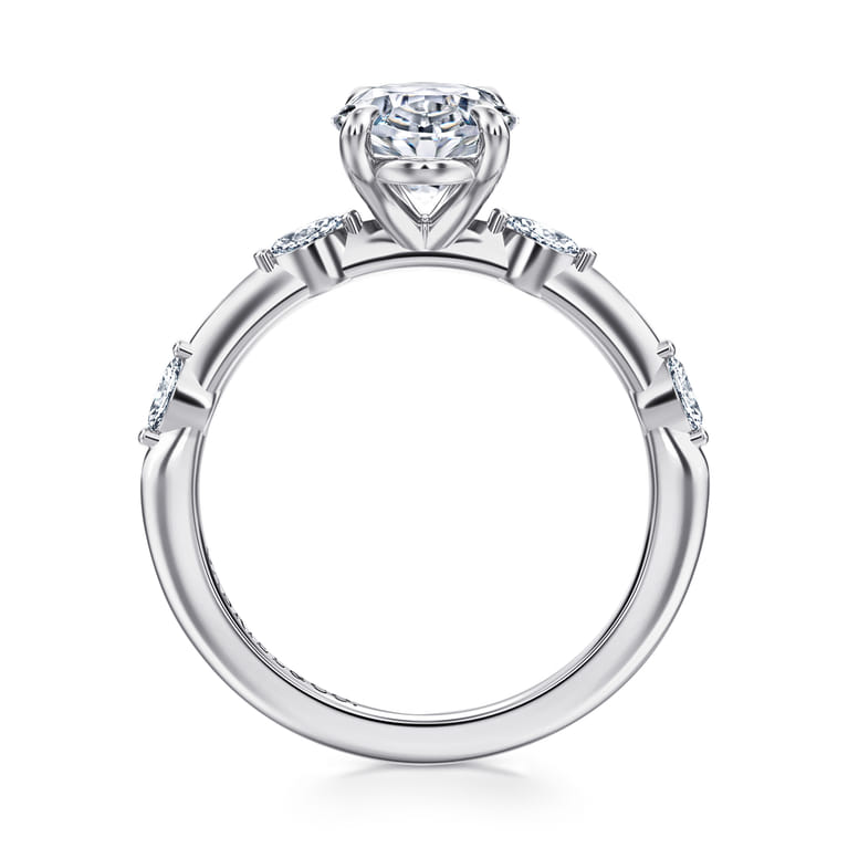 Marline - 14K White Gold Oval Diamond Engagement Ring - 0.17 ct - Shot 2