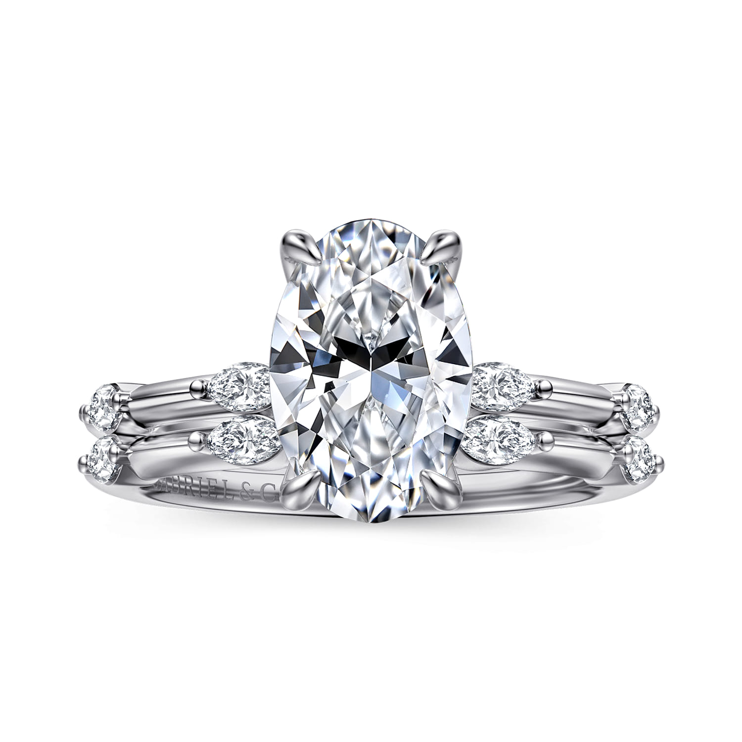 Marline - 14K White Gold Oval Diamond Engagement Ring - 0.17 ct - Shot 4