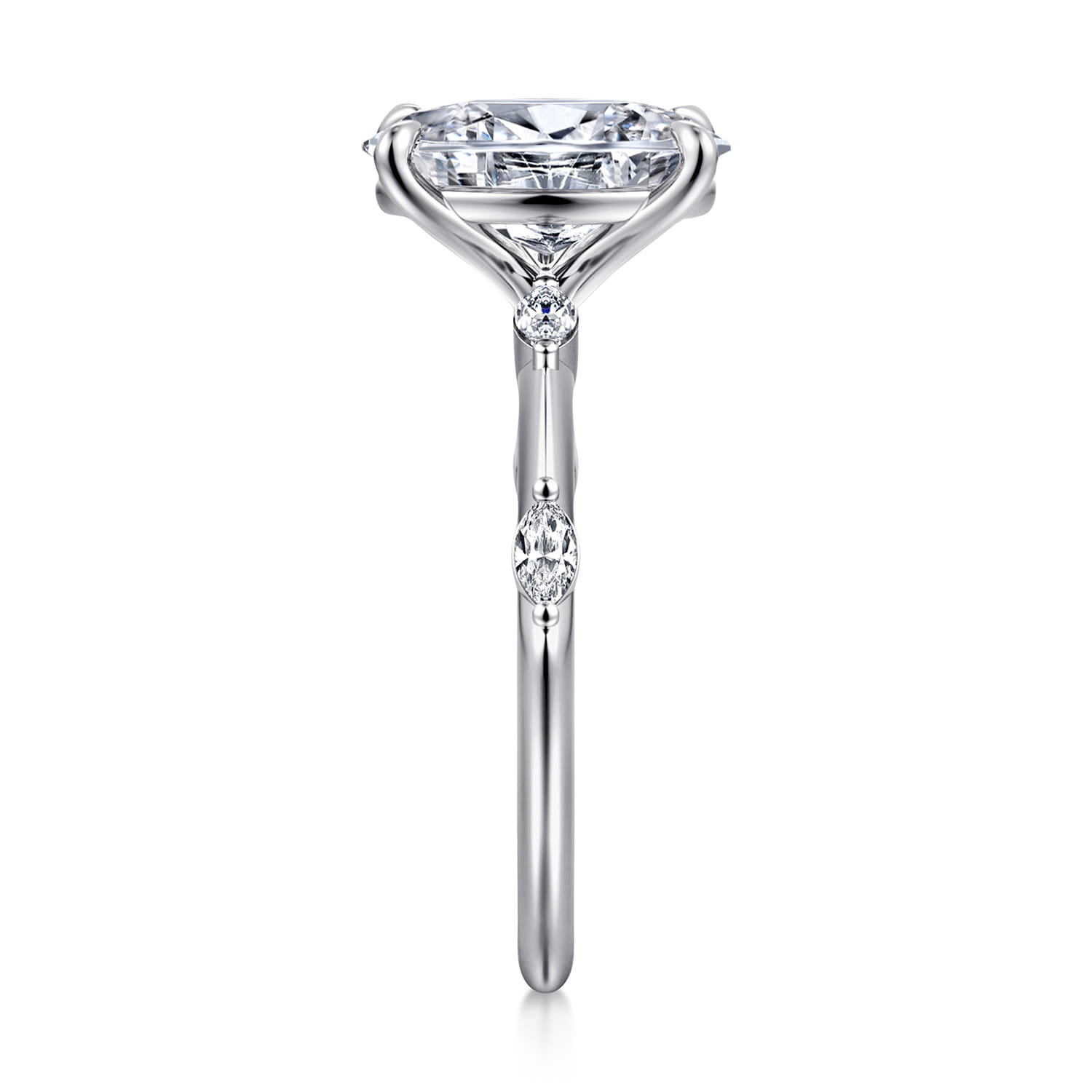 Marline - 14K White Gold Oval Diamond Engagement Ring - 0.17 ct - Shot 5