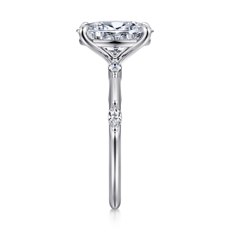 Marline - 14K White Gold Oval Diamond Engagement Ring - 0.17 ct - Shot 5
