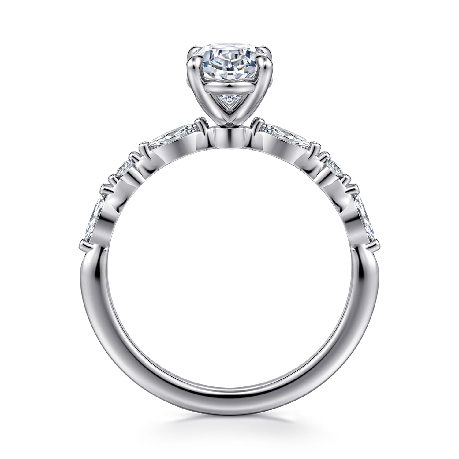 Perry - 14K White Gold Oval Diamond Engagement Ring - 0.3 ct - Shot 2