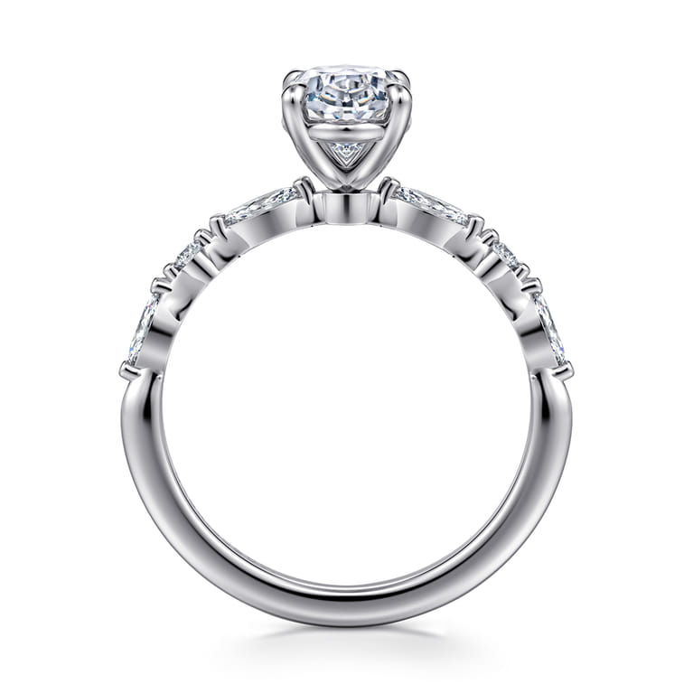 Perry - 14K White Gold Oval Diamond Engagement Ring - 0.3 ct - Shot 2