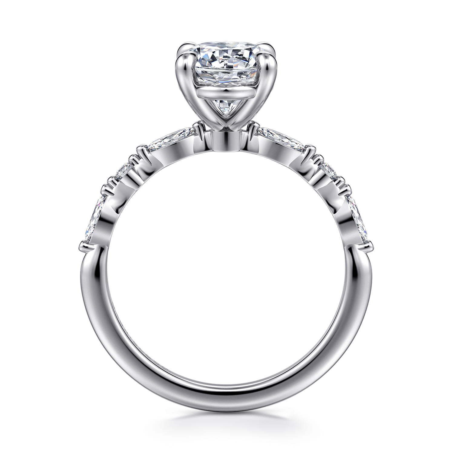 Perry - 14K White Gold Oval Diamond Engagement Ring - 0.3 ct - Shot 2