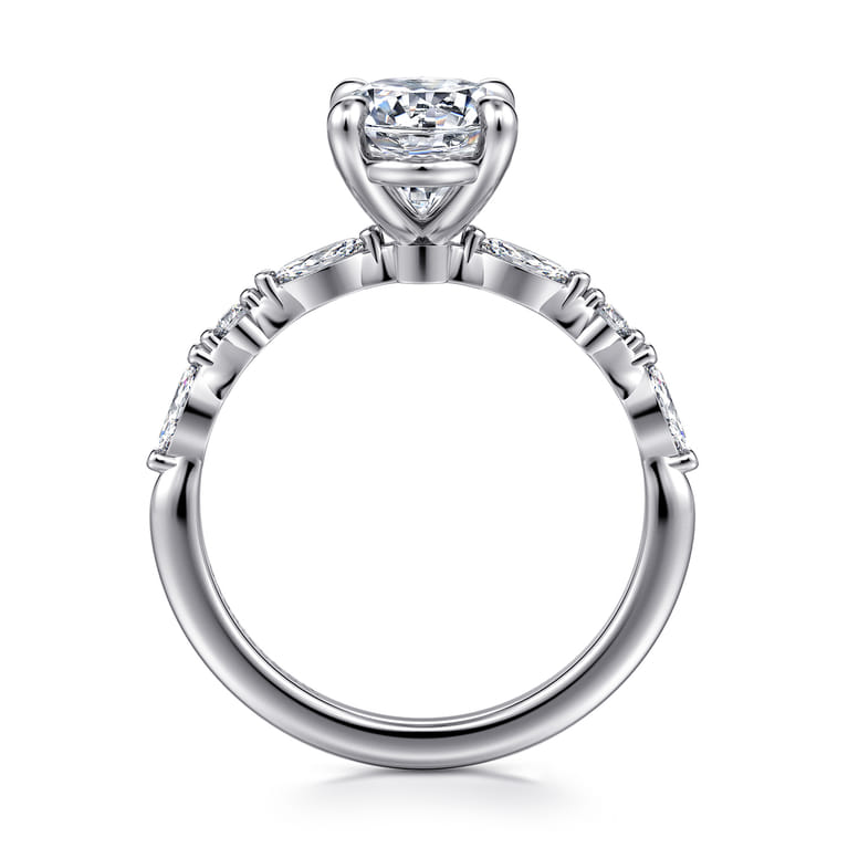 Perry - 14K White Gold Oval Diamond Engagement Ring - 0.3 ct - Shot 2
