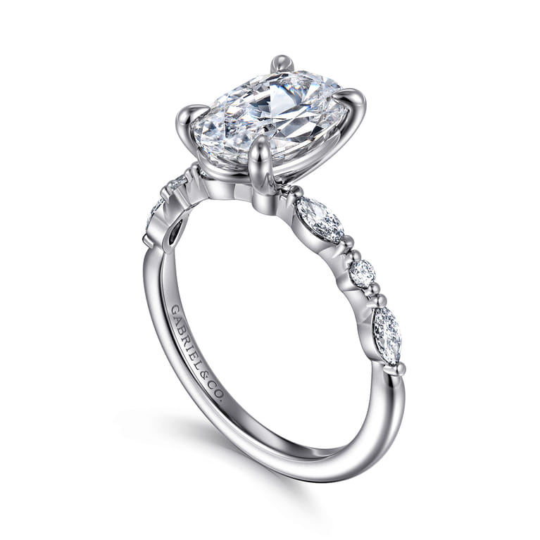 Perry - 14K White Gold Oval Diamond Engagement Ring - 0.3 ct - Shot 3