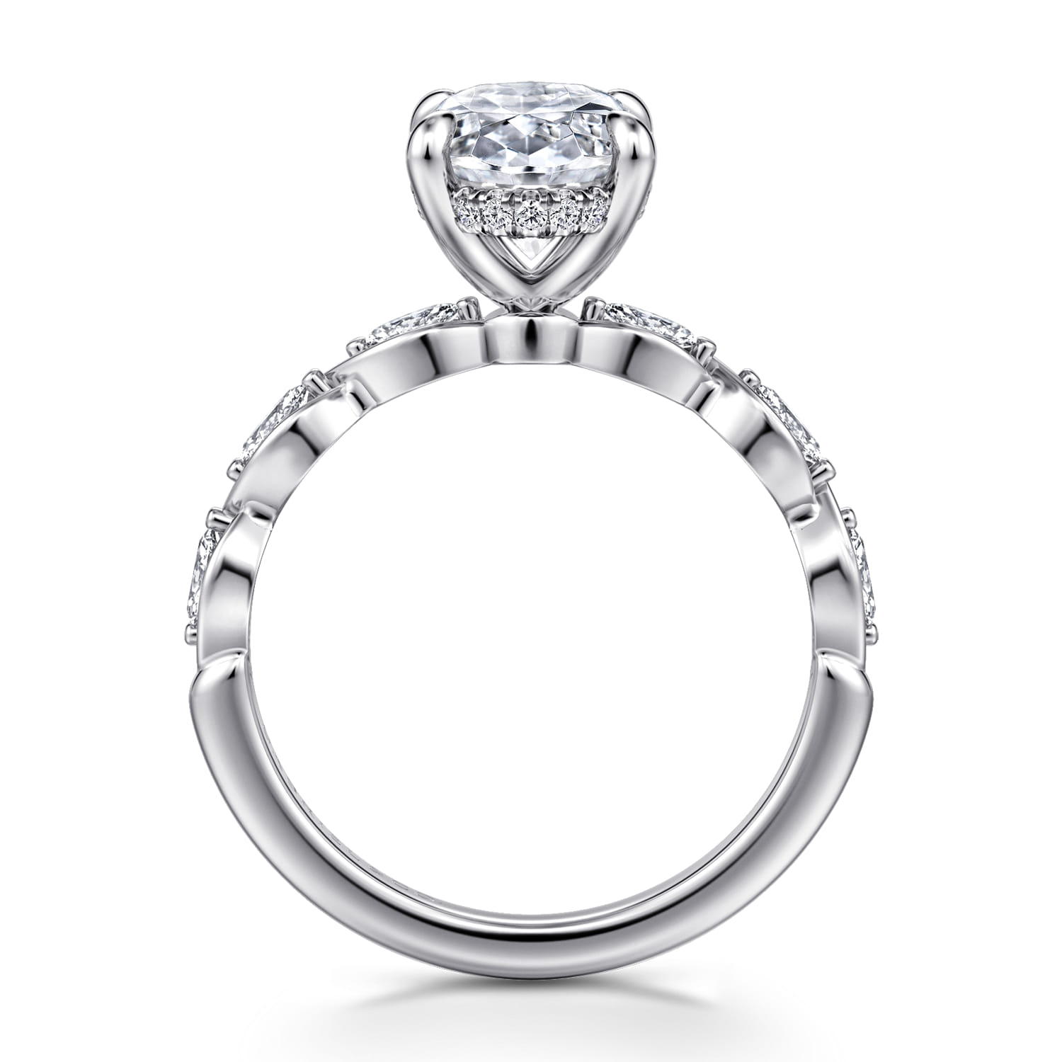 Claudia - 14K White Gold Oval Diamond Engagement Ring - 0.3 ct - Shot 2