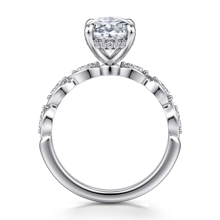Claudia - 14K White Gold Oval Diamond Engagement Ring - 0.3 ct - Shot 2