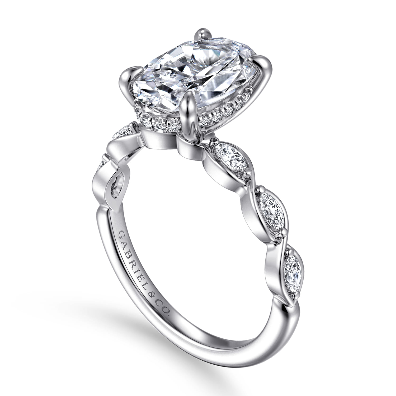 Claudia - 14K White Gold Oval Diamond Engagement Ring - 0.3 ct - Shot 3