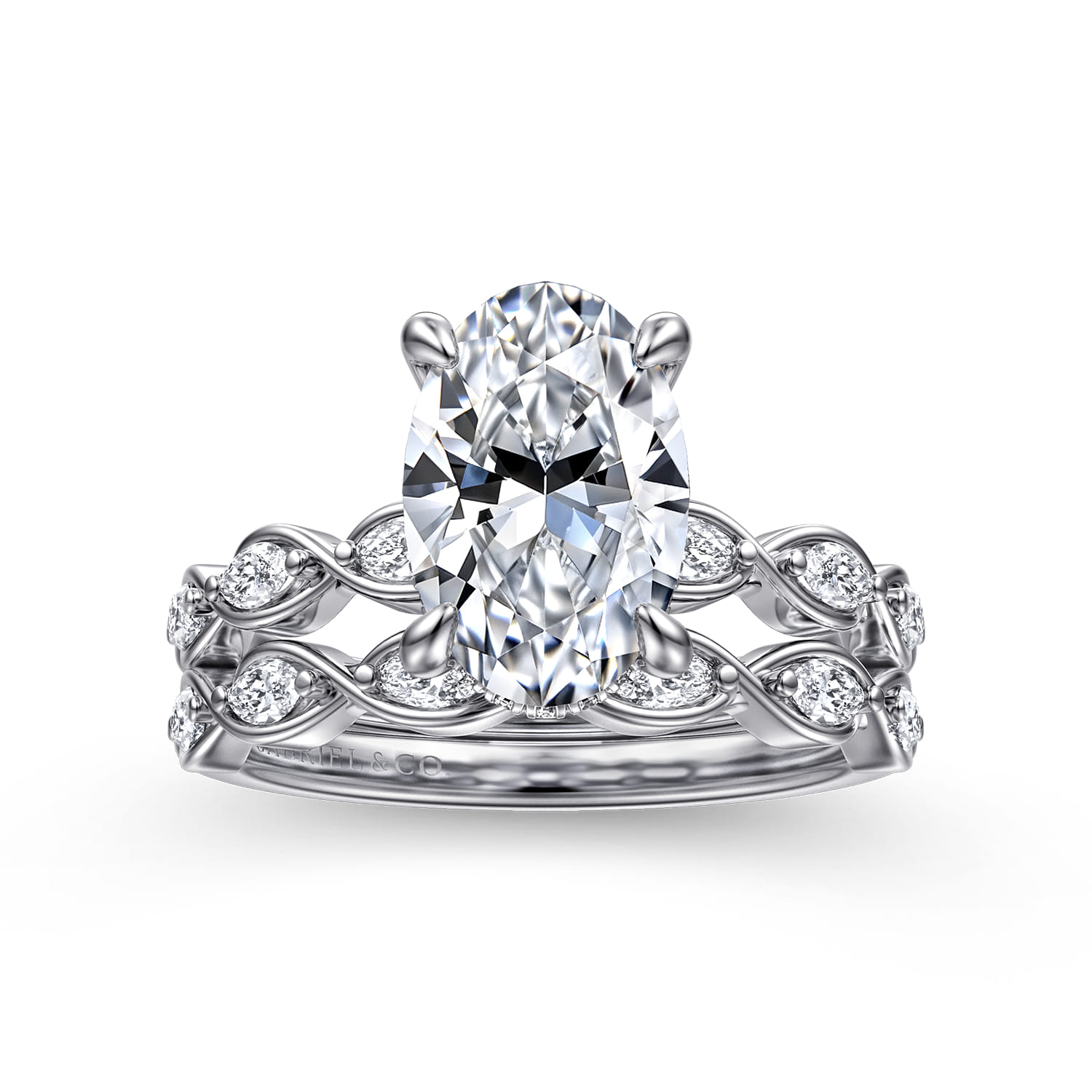 Claudia - 14K White Gold Oval Diamond Engagement Ring - 0.3 ct - Shot 4