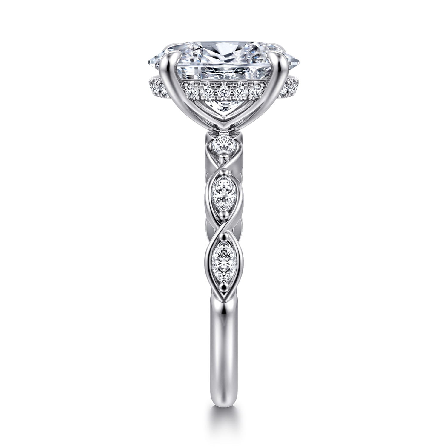 Claudia - 14K White Gold Oval Diamond Engagement Ring - 0.3 ct - Shot 5