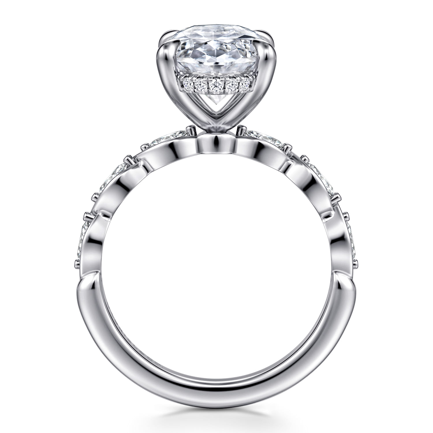 Claudia - 14K White Gold Oval Diamond Engagement Ring - 0.3 ct - Shot 2