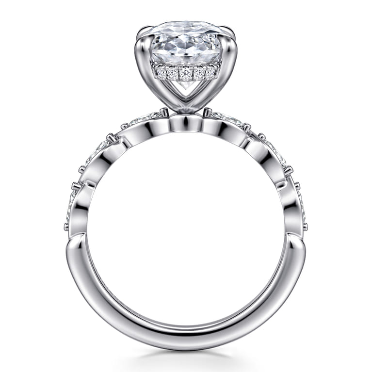 Claudia - 14K White Gold Oval Diamond Engagement Ring - 0.3 ct - Shot 2