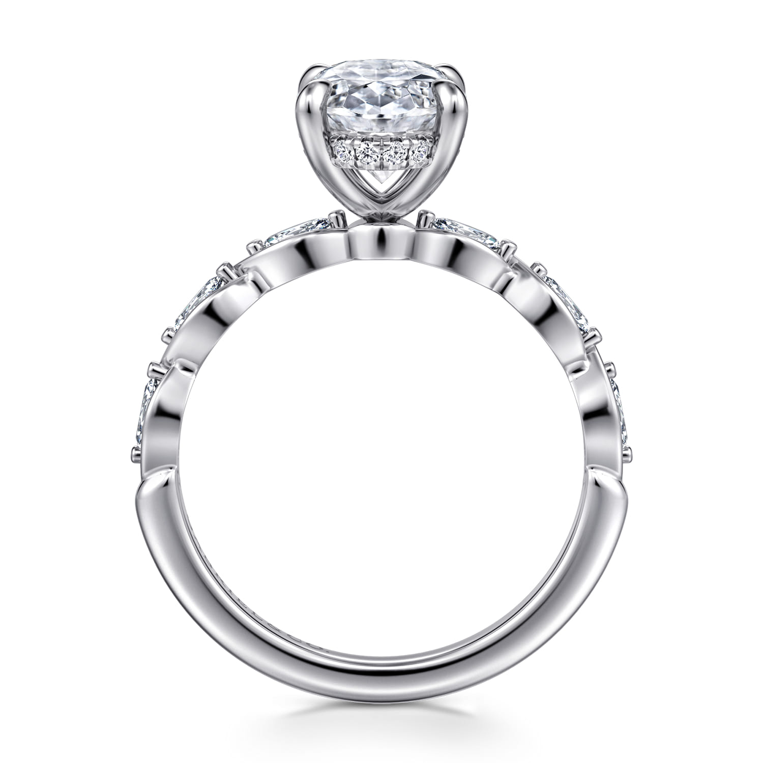 Claudia - 14K White Gold Oval Diamond Engagement Ring - 0.3 ct - Shot 2