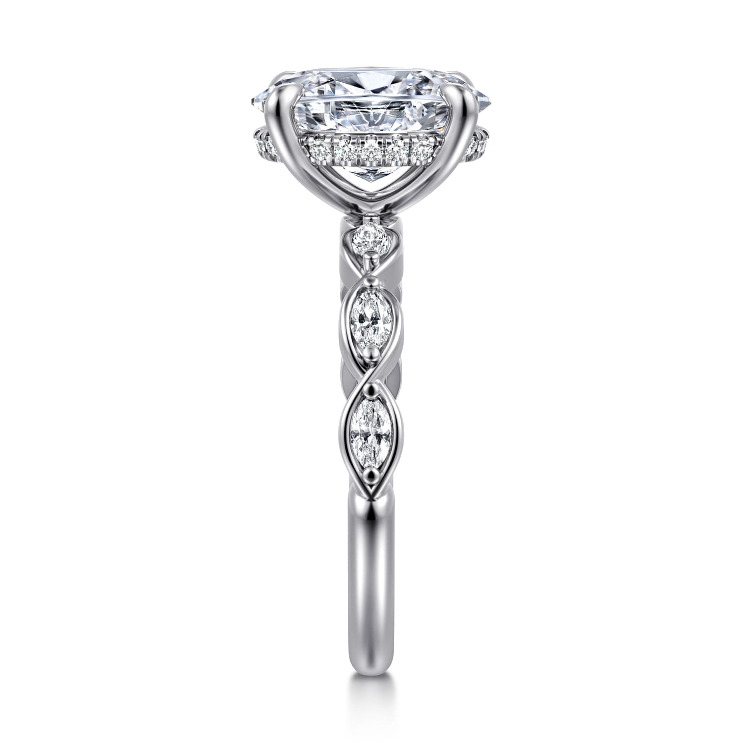 Claudia - 14K White Gold Oval Diamond Engagement Ring - 0.3 ct - Shot 4
