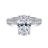 Twain - 14K White Gold Oval Diamond Engagement Ring - 0.2 ct