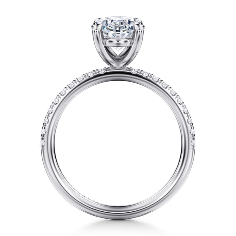 Twain - 14K White Gold Oval Diamond Engagement Ring - 0.2 ct - Shot 2
