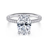 Twain - 14K White Gold Oval Diamond Engagement Ring - 0.2 ct