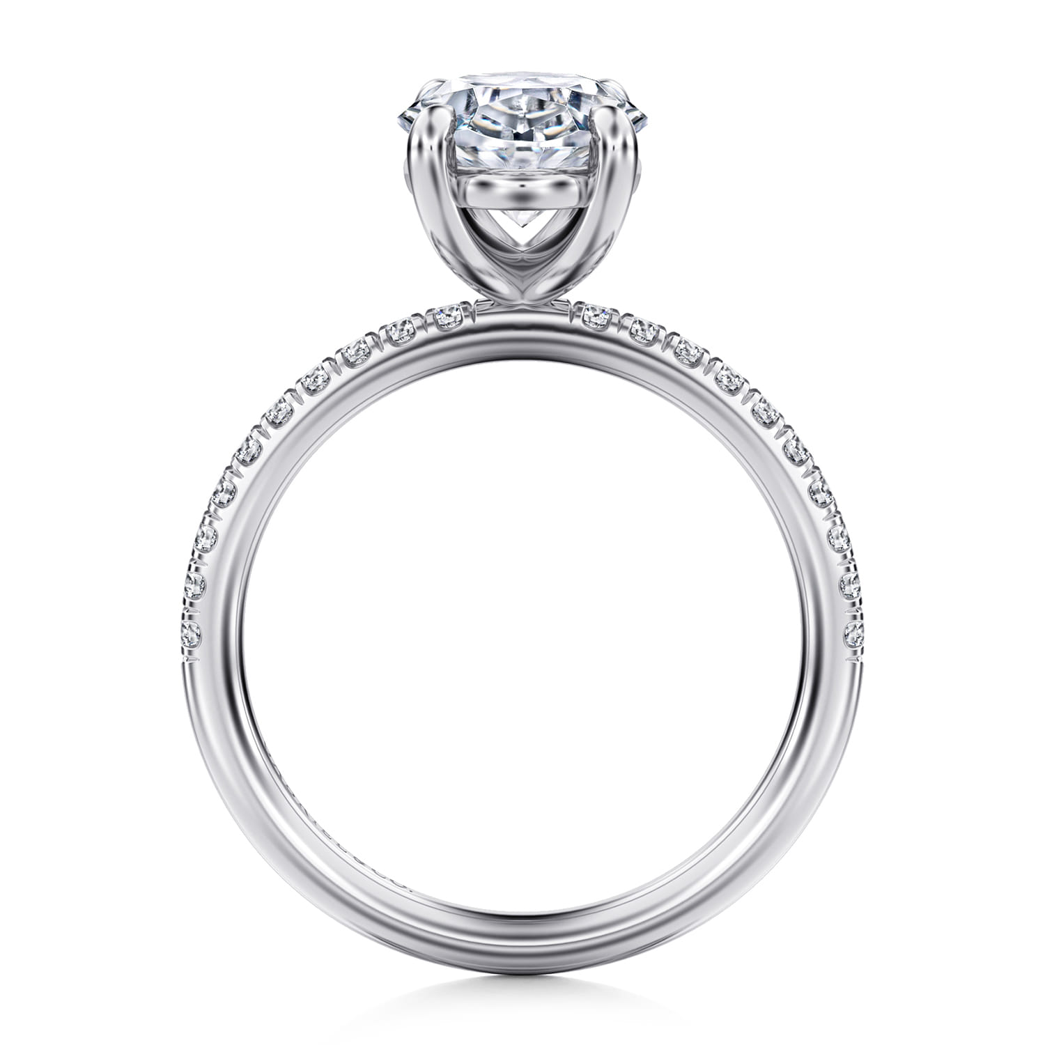 Twain - 14K White Gold Oval Diamond Engagement Ring - 0.2 ct - Shot 2