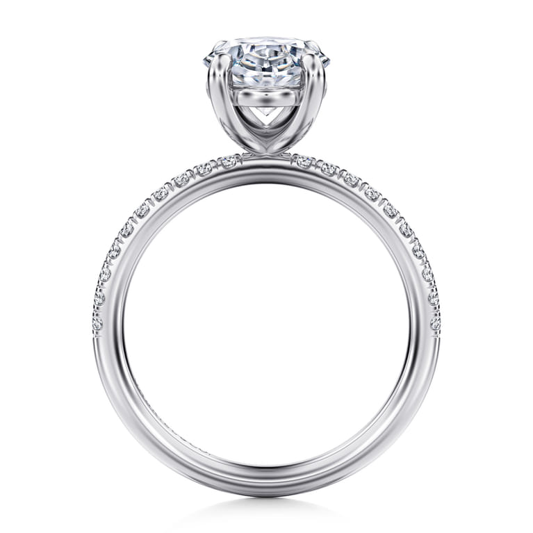 Twain - 14K White Gold Oval Diamond Engagement Ring - 0.2 ct - Shot 2