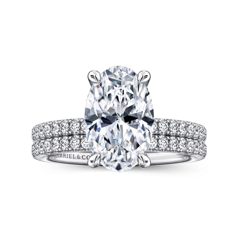 Twain - 14K White Gold Oval Diamond Engagement Ring - 0.2 ct - Shot 4