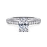 Twain - 14K White Gold Oval Diamond Engagement Ring - 0.2 ct