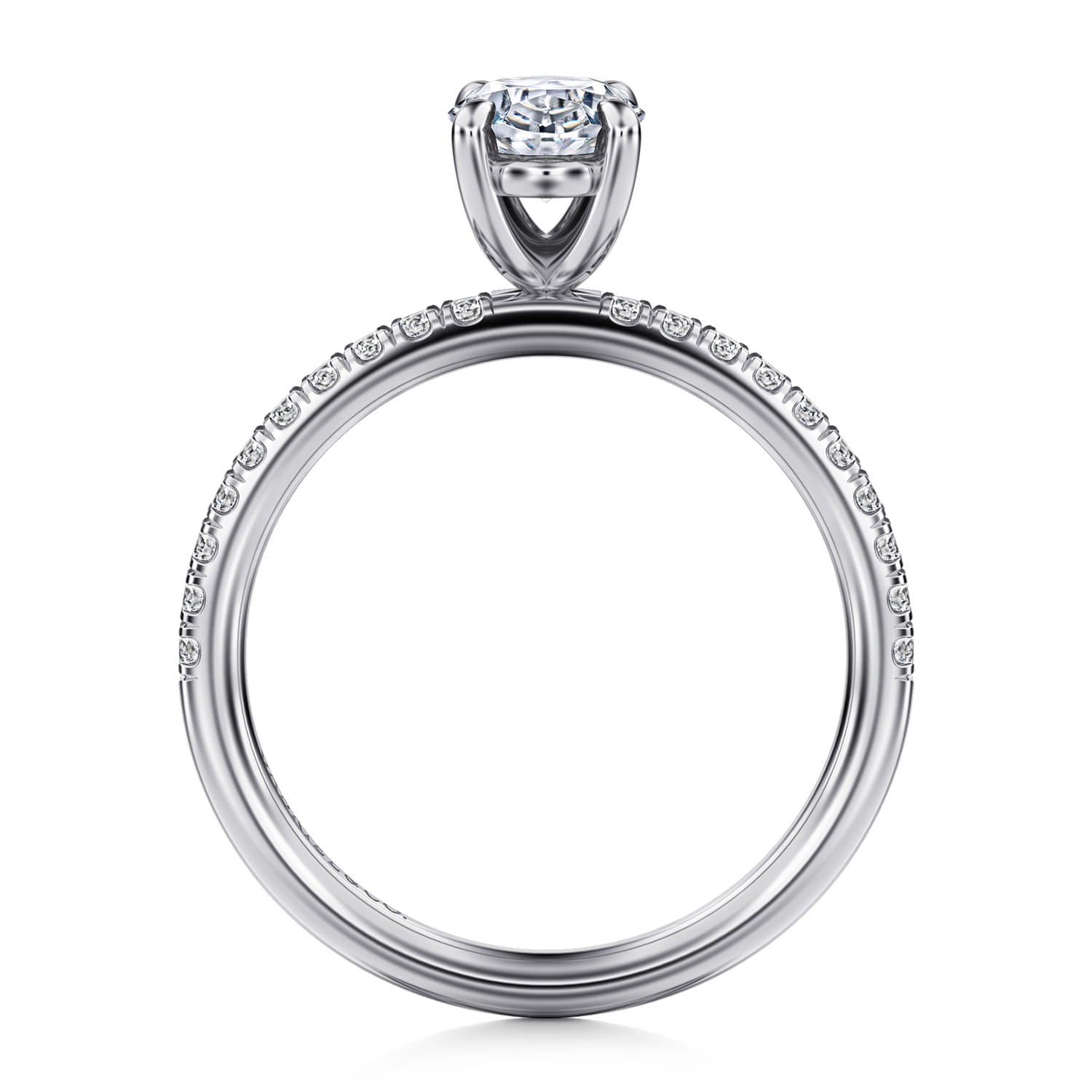 Twain - 14K White Gold Oval Diamond Engagement Ring - 0.2 ct - Shot 2