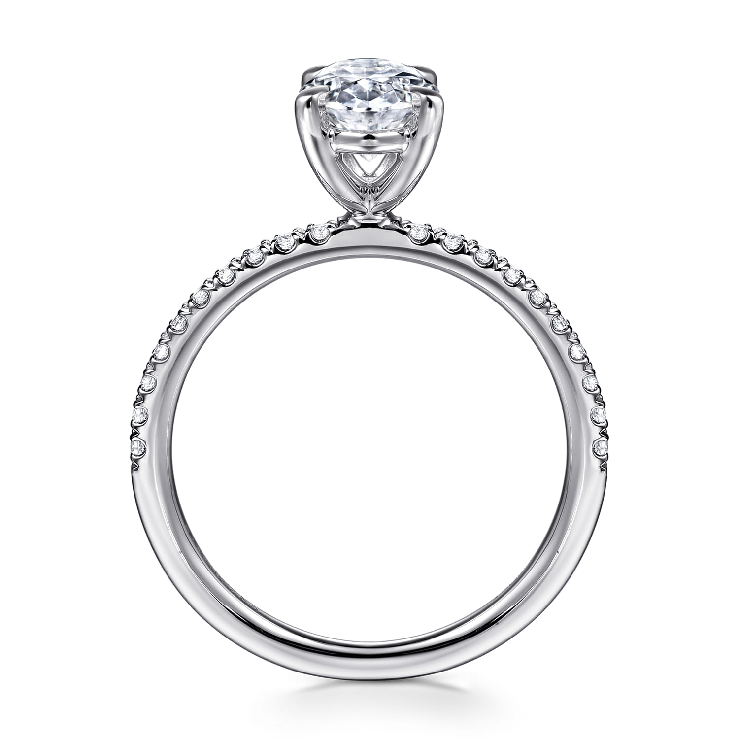 Twain - 14K White Gold Oval Diamond Engagement Ring - 0.2 ct - Shot 2