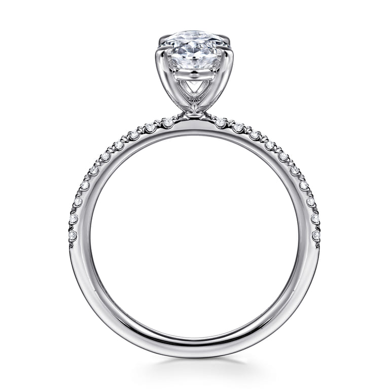 Twain - 14K White Gold Oval Diamond Engagement Ring - 0.2 ct - Shot 2