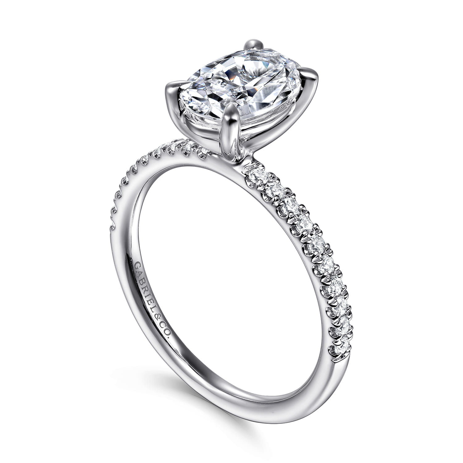 Twain - 14K White Gold Oval Diamond Engagement Ring - 0.2 ct - Shot 3