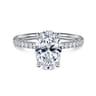 Twain - 14K White Gold Oval Diamond Engagement Ring - 0.2 ct