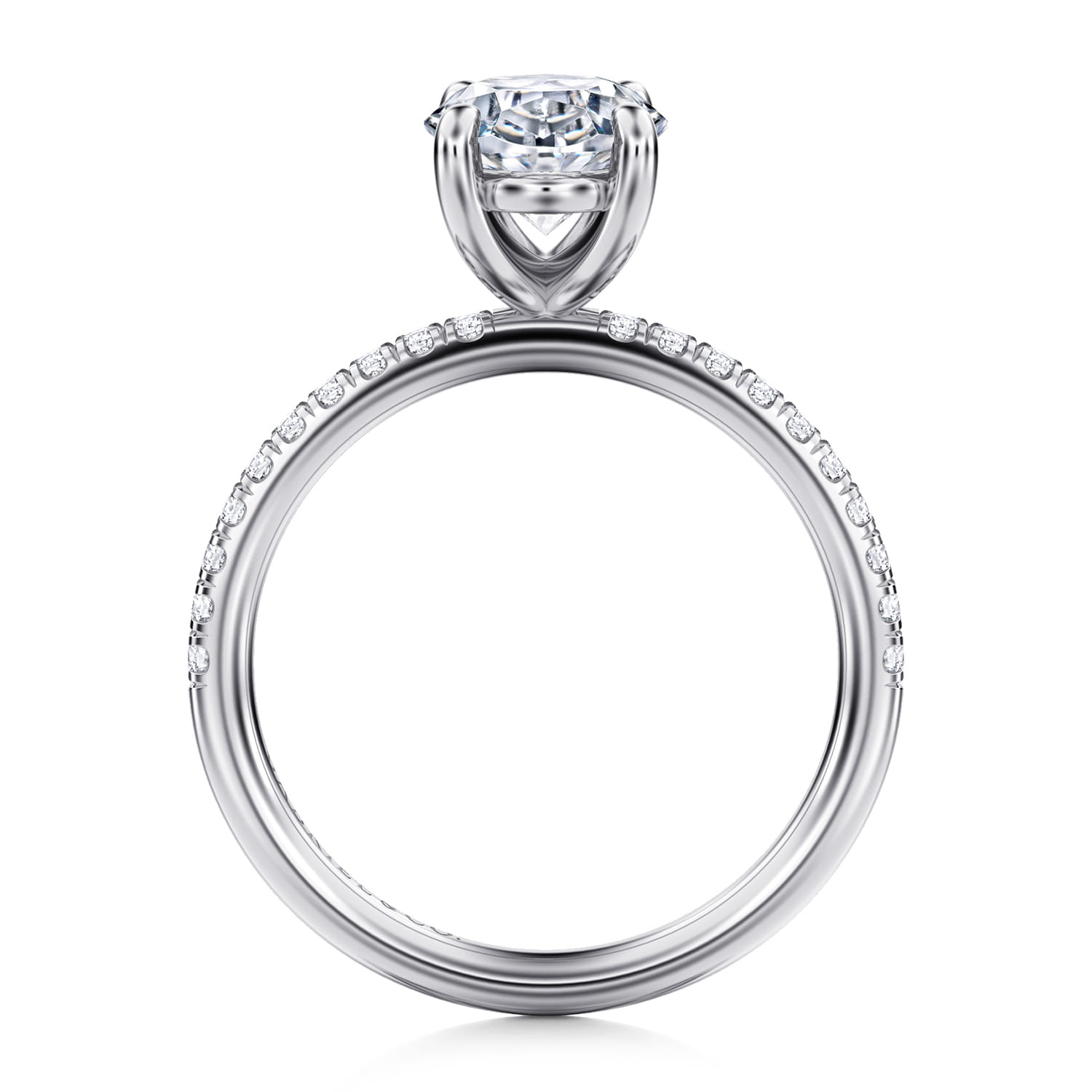 Twain - 14K White Gold Oval Diamond Engagement Ring - 0.2 ct - Shot 2