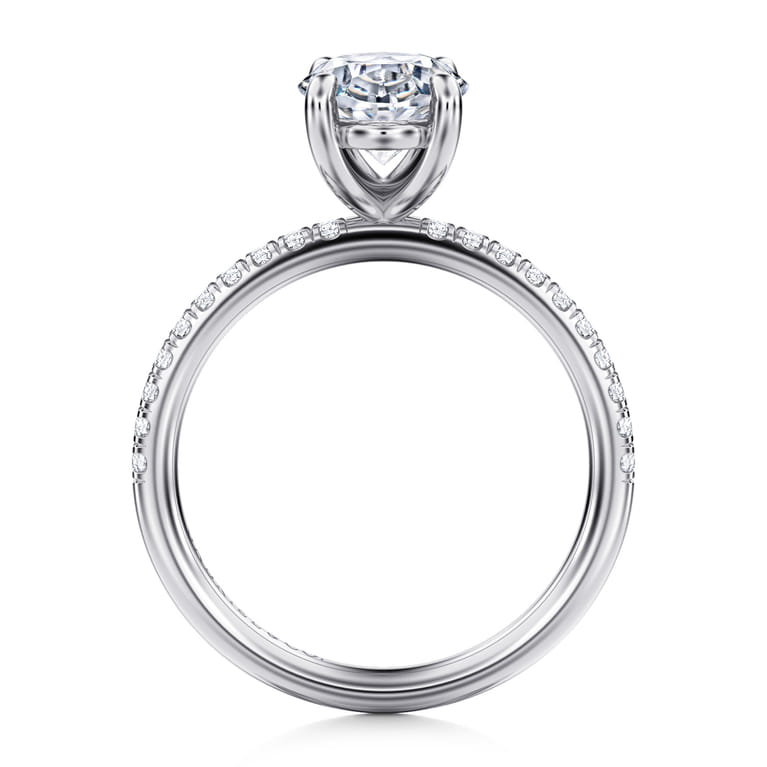 Twain - 14K White Gold Oval Diamond Engagement Ring - 0.2 ct - Shot 2
