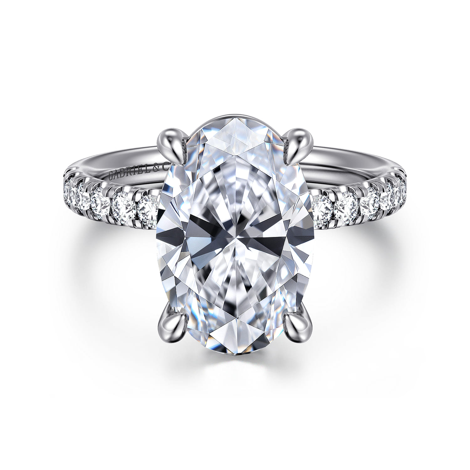 Winslow - 14K White Gold Oval Diamond Engagement Ring - 0.4 ct - Shot 1