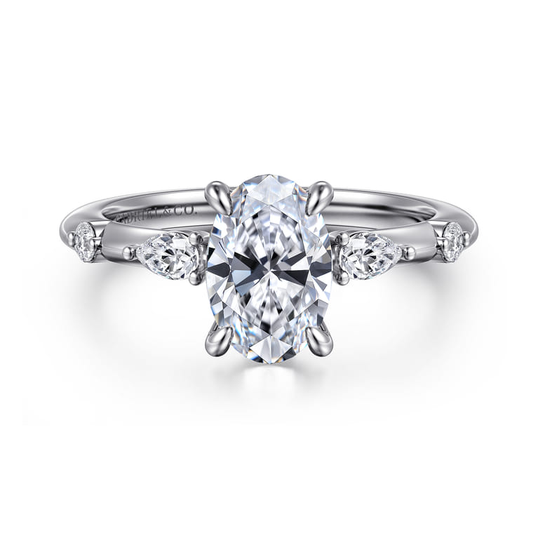Carinna - 14K White Gold Oval Diamond Engagement Ring - 0.23 ct - Shot 1