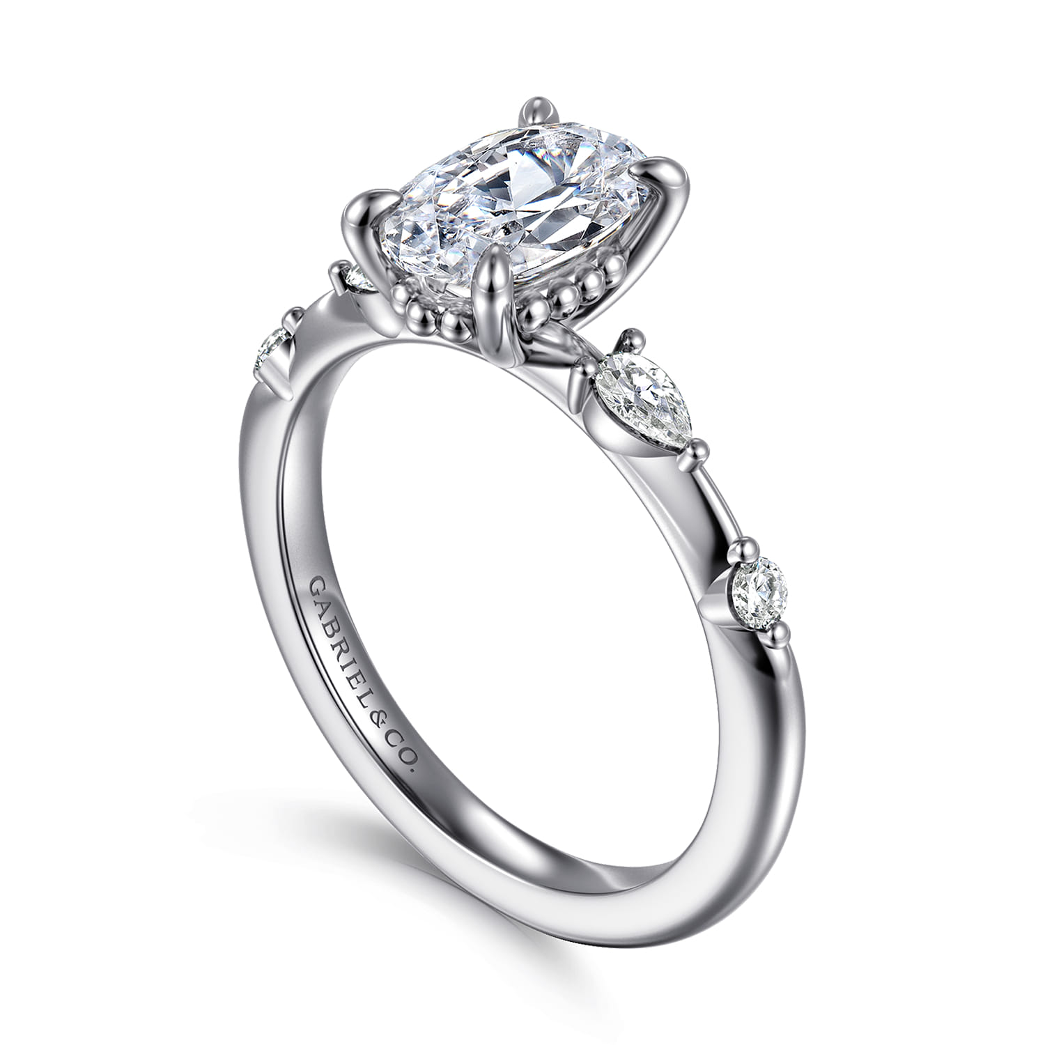 Carinna - 14K White Gold Oval Diamond Engagement Ring - 0.23 ct - Shot 3