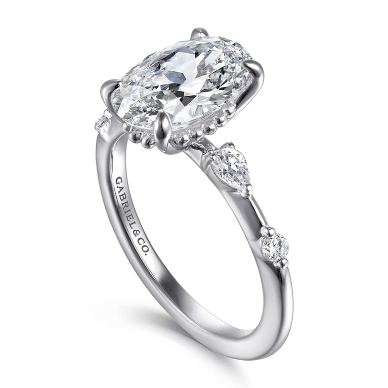 Carinna - 14K White Gold Oval Diamond Engagement Ring - 0.23 ct - Shot 3