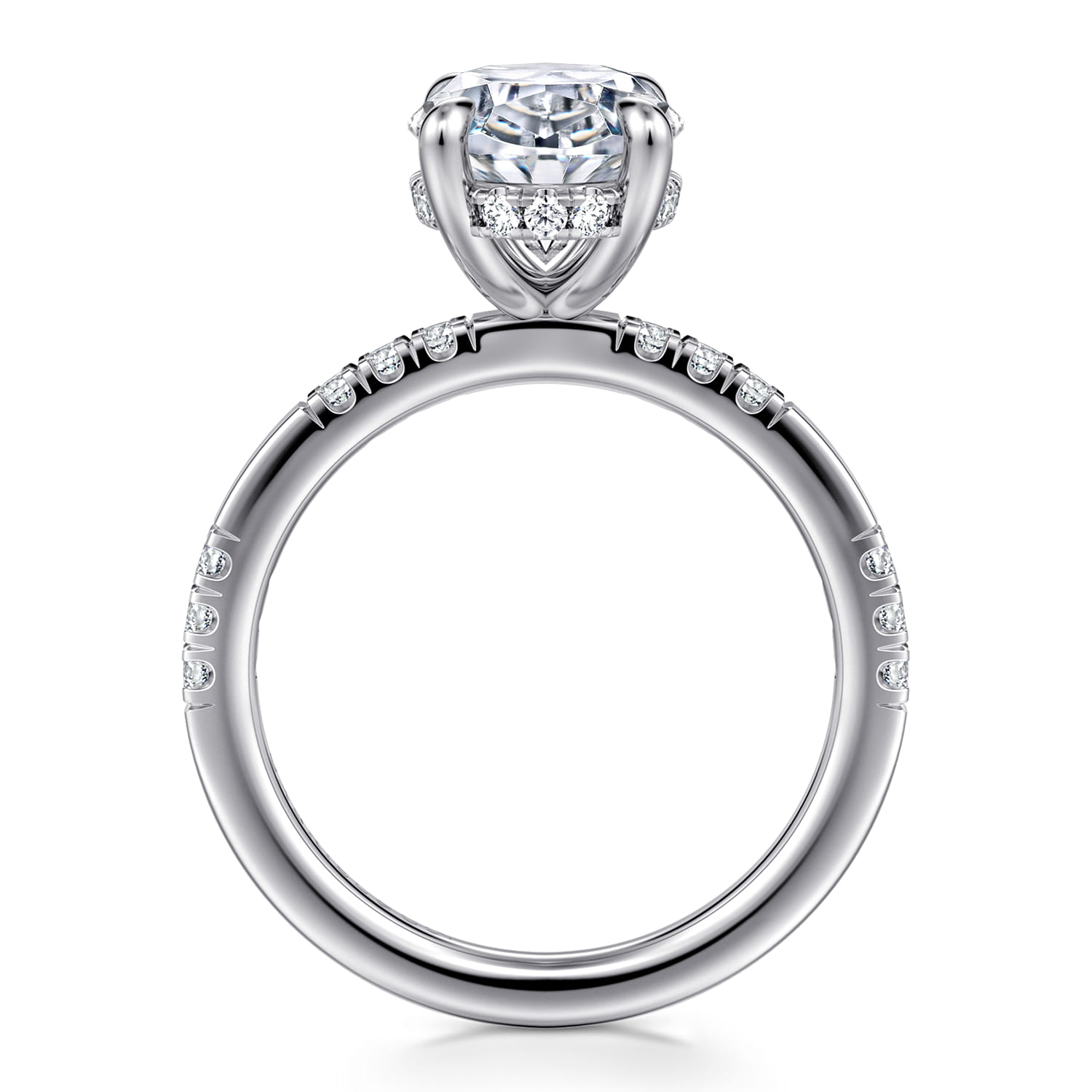 Leandra - 14K White Gold Oval Diamond Engagement Ring - 0.3 ct - Shot 2